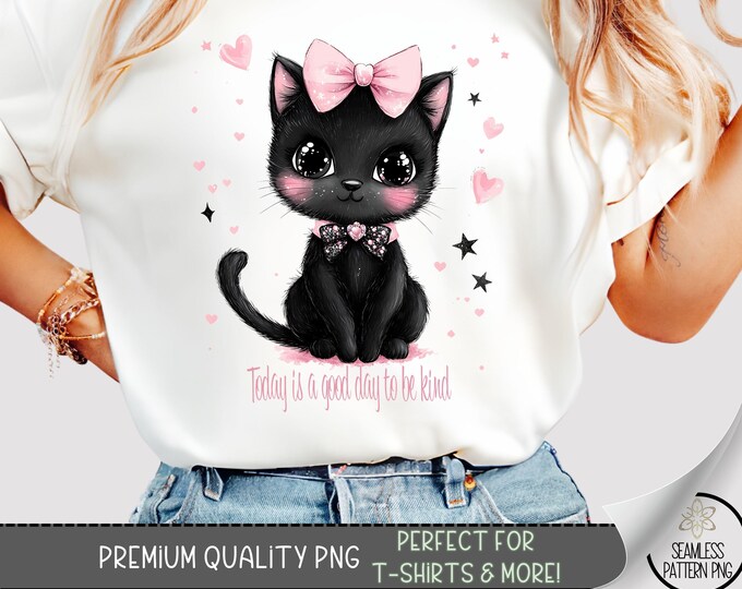 Good Day Shirt Design, Be Nice Graphic Tee, Cute Kitten T-shirt Design, Happy Cat DTF Design, Inspirational Quote Tee PNG, A237