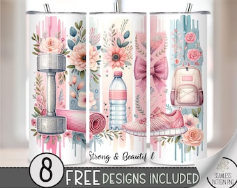 Fitness Tumbler Wrap Motivational Design, Exercise 20oz Skinny Tumbler Sublimation Design, Gym Motivational Tumbler Wrap, Workout PNG, A52