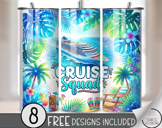 Cruise Ship 20 oz Tumbler Wrap, Tropical Sublimation Design for Straight Tumblers, Vibrant PNG Files, Funny Cruise Design, B10111