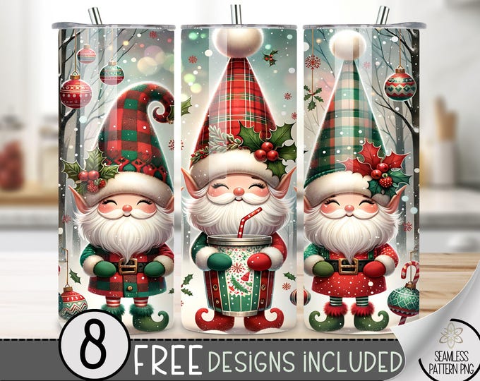 Christmas Elf Tumbler Wrap, Winter Sublimation Design, Xmas 20 Oz Skinny, Christmas Plaid Tumbler Wrap Png,Christmas Tumbler PNG,Santa's Elf