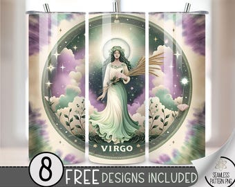 Tie Dye Zodiac Tumbler Wrap, Virgo 20 Oz Skinny Tumbler Sublimation Design Astrology Sign, Zodiac Signs Tumbler PNG, Astrology Tumbler