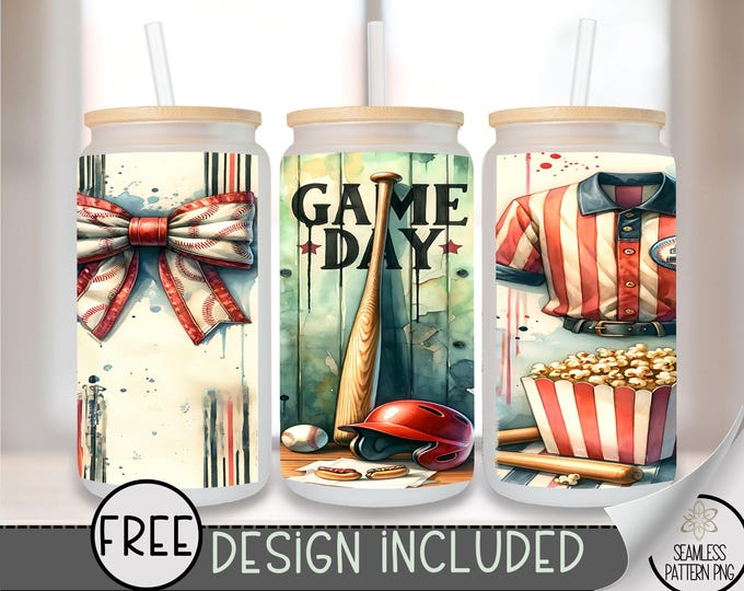 Baseball Glass Can, Sports Sublimation Design,Brushstroke Baseball 16oz Can Wrap,USA Glass Can Design,Trendy Baseball Sublimation File, A151
