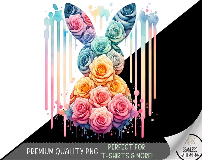 Easter T-Shirt PNG, Funny Bunny Design, Digital File, Happy Easter Graphics, Cute Bunny Sublimation Design, Floral Easter Shirt PNG, A128