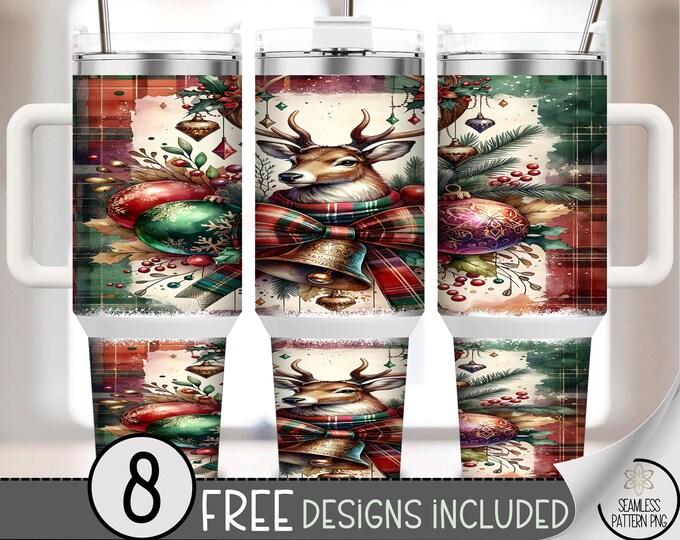 Christmas Reindeer Tumbler 40 oz, Adorable Sublimation Design,  Digital Download for Festive Celebrations, A547
