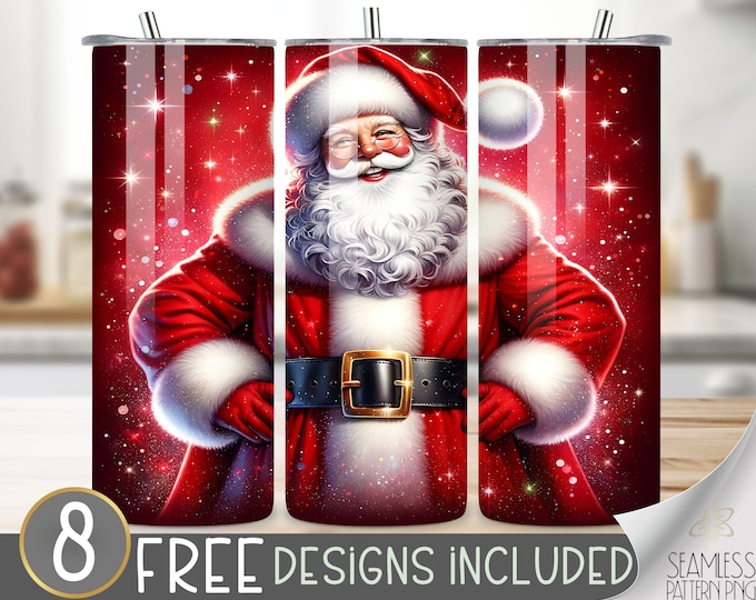 Santa seamless Christmas Tumbler Wrap, Christmas Holiday Sublimation Design, Christmas Santa PNG, Xmas Holiday Sublimation Design Png