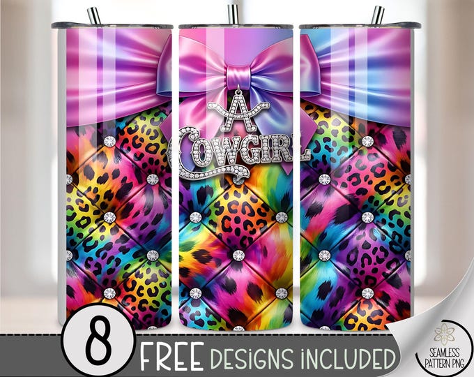Cowgirl PNG, Glamourous Sublimation Design, 20 oz Tumbler Wrap,  Digital Download, Bling Elements, B986