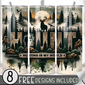 Deer Hunting Tumbler Wrap, Hunting 20oz Skinny Tumbler Sublimation Design,Bow Buck Tumbler Wrap File,Mountain Range PNG,Seamless Forest File