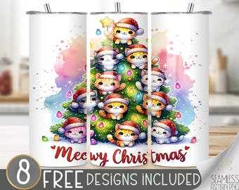 Christmas Tumbler Wrap, Christmas Cat Tumbler Wrap,Funny Christmas Cat Png,Cat Christmas Tumbler,Funny Kitty Sublimate File, Meowy Christmas