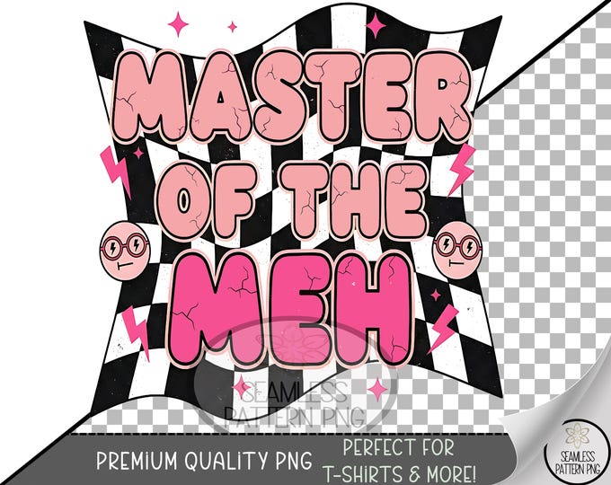 Meh Sublimation Design, Trendy UV DTF Graphic, Retro Clip Art, Cute Pink Bubble Letters, Digital Download A698