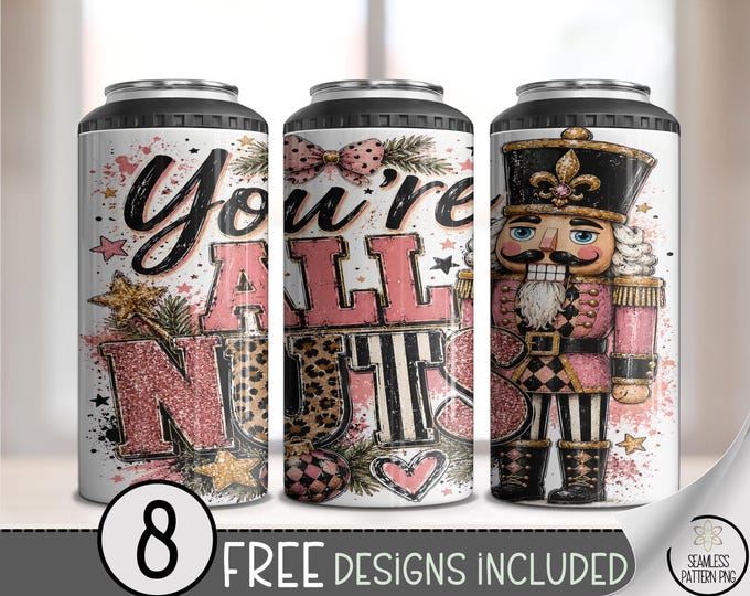 Christmas 4in1 Can Cooler Wrap, Nutcracker Sublimation Design, Festive Holiday 16 oz 4-in-1 File, Digital Download, B10493