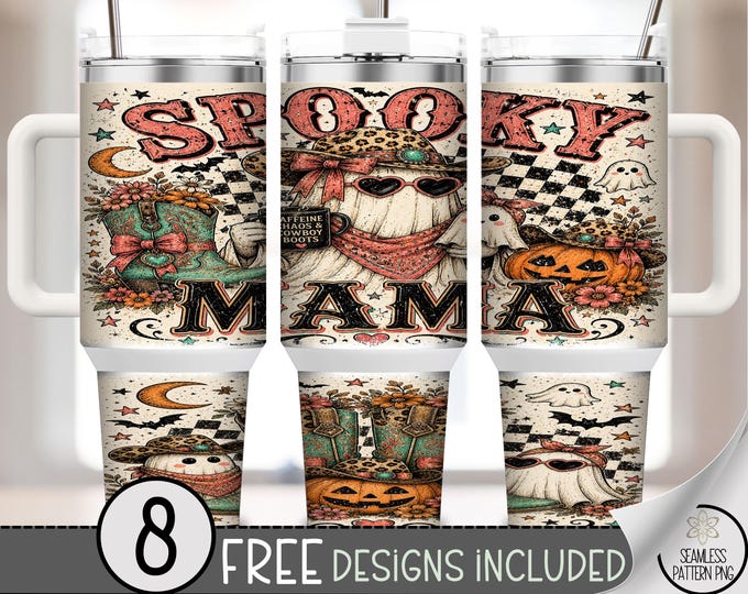 Halloween 40 oz Tumbler Wrap, Spooky Mama Sublimation Design, Digital Download, B10336