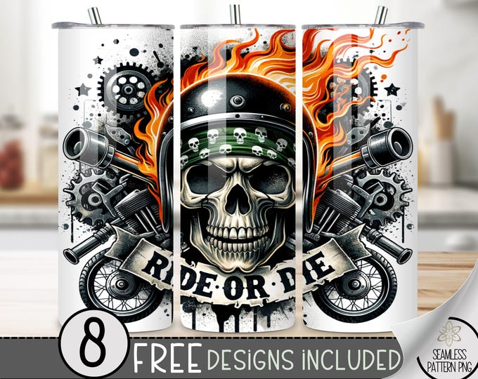 Tumbler Wrap Motorcycle, Motorcycle Sublimation Tumbler, Motor Bike Tumbler PNG, Seamless Motorcycle Wrap Tumbler,20oz Skeleton Tumbler Wrap