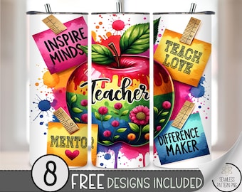 Teacher 20oz Sublimation Tumbler Design, Teacher Affirmation Sublimation Design, Teacher Appreciation Skinny Straight Tumbler PNG, A199