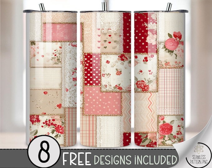 Spring Florals 20 oz Tumbler Wrap, Vintage Sublimation Design for Straight Tumblers, Romantic PNG Files, Faux Handcrafted, B10049