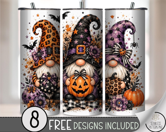 Halloween Gnomes 20 oz Tumbler Wrap, Cute Sublimation Design for Straight Tumblers, Festive PNG Files, Digital Download, B10480
