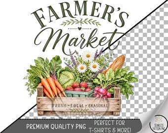 Farmer's Market Sublimation Design, Fresh Produce UV DTF Graphic, Digital Download, B10410