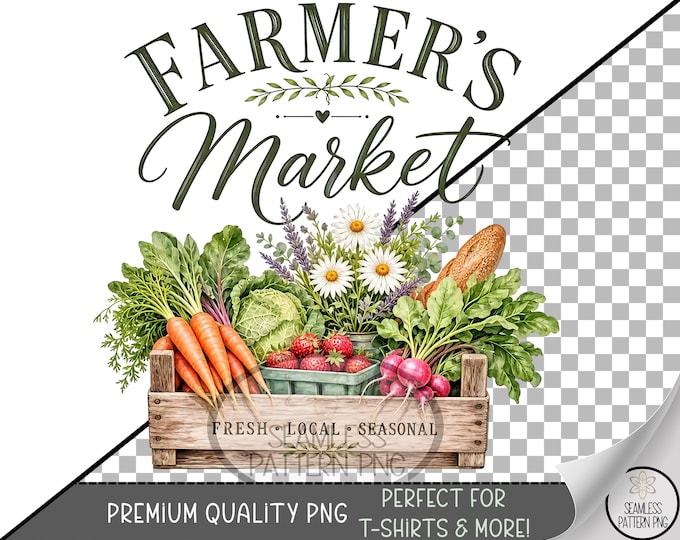 Farmer's Market Sublimation Design, Fresh Produce UV DTF Graphic, Digital Download, B10410
