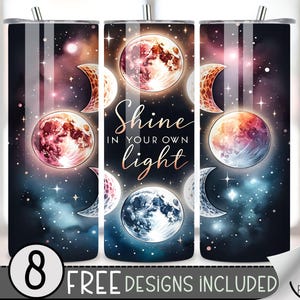 Shine Moon Tumbler Wrap,Pastel Moon 20 Oz Skinny Tumbler Sublimation Design,Celestial Png Tumbler Wrap,Outer space PNG File Instant Download