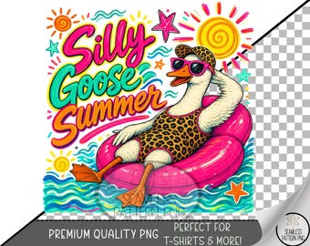 Goose Sublimation Design, Relaxed Beach UV DTF Graphic, Retro Clip Art, Digital Download, B10198