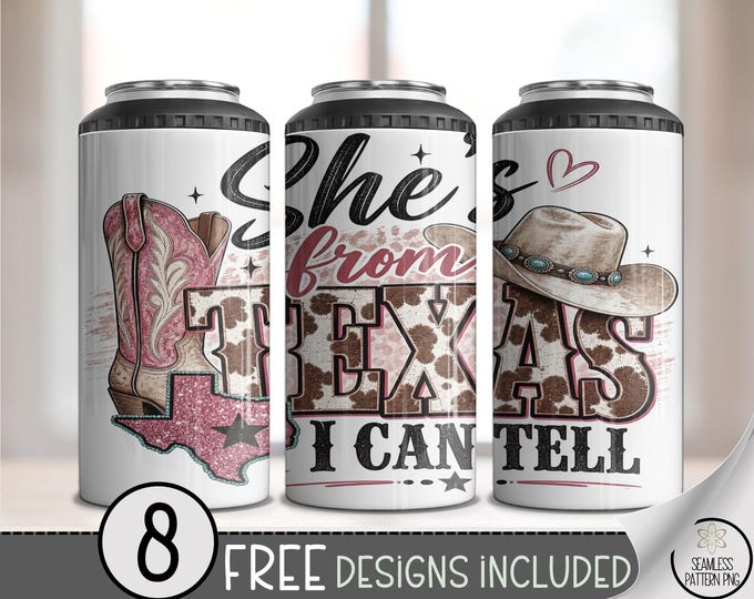 Texas Cowgirl 4in1 Can Cooler Wrap, Western Boot Sublimation Design, Digital Download, B10525