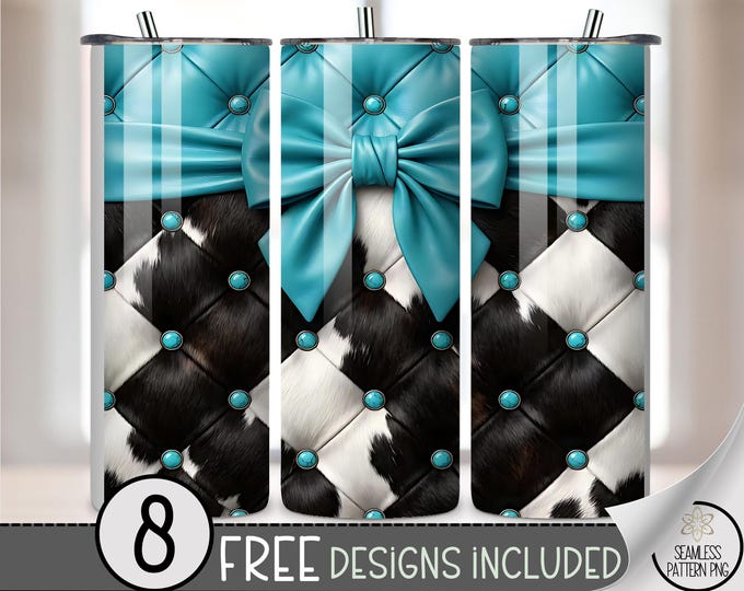 Teal Coquette PNG 20 oz Tumbler Wrap, Boho Chic Sublimation Design for Straight Tumbler, Digital Download, B983