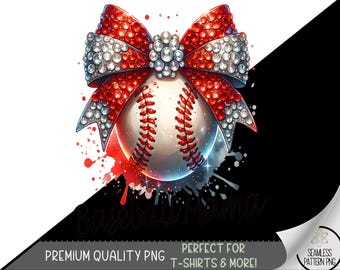 Rhinestone Baseball Png, Coquette Baseball Sublimation Design, Baseball Mom Png, Coquette Bow PNG, Sport Png, Big Pride Png DTF Design, A162