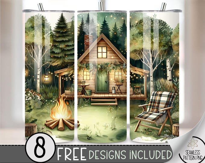 Hunter Glamping Tumbler Wrap, Cozy Rustic Cabin Woods Sublimation Design,Woodland 20oz Sublimation PNG,Camp Forest Retreat Tumbler Wrap File