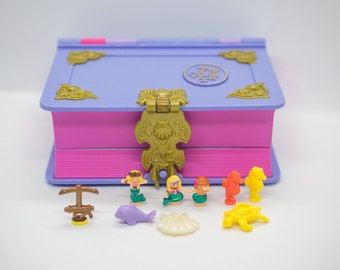 COMPLET - RARE - Polly Pocket 1995, Bluebird Mattel, Vintage Retro Toy, Sparkling Mermaid Adventure - Enchanted Storybooks Collection,sirène