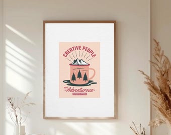 Coffee Mountain Print, Creative Office Decor, A4 (Digital Download)