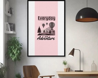 Hot Air Balloon Nursery Print, Inspirational Travel Quote (A4 PDF Download)
