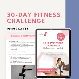 30-Day Fitness Challenge | Home Workout Plan | No Equipment Needed | Digital Download