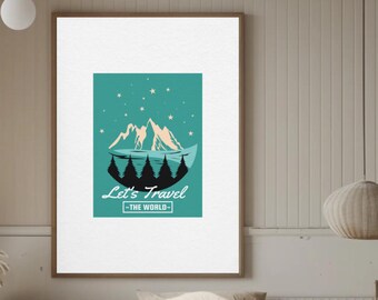 Mountain Landscape Art Print, Nature Quote, Relaxing Decor (A4 PDF Download)