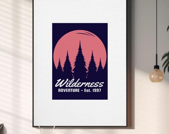 Wilderness Adventure Wall Art – Forest Mountain Printable Poster – Outdoor Decor – A4 PDF Download