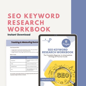 SEO Keyword Research Workbook | 12-Page Blogging & Content Planner PDF | Digital SEO Strategy Guide