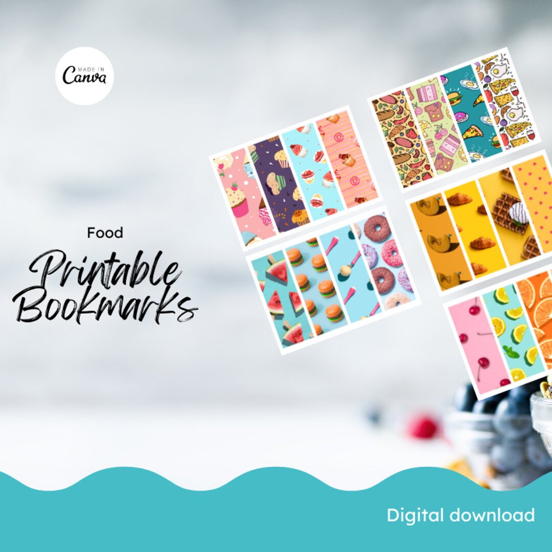 Food Themed Bookmarks Downloadable Bookmarks 20 Printable Bookmarks ...