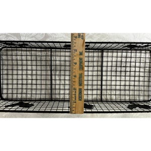 Rectangular Wire Rooster Basket Farmhouse Metal Storage Wood Handles 19x5.5 in image 6