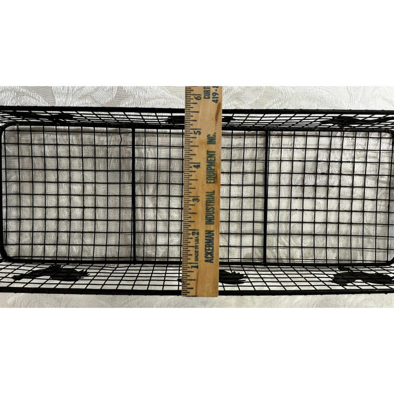 Rectangular Wire Rooster Basket Farmhouse Metal Storage Wood Handles 19x5.5 in image 6