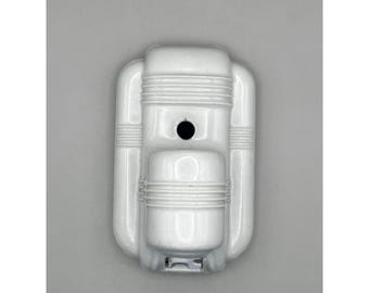 Vtg Paulding Art Deco White Porcelain Wall Sconce Light Fixture Streamline