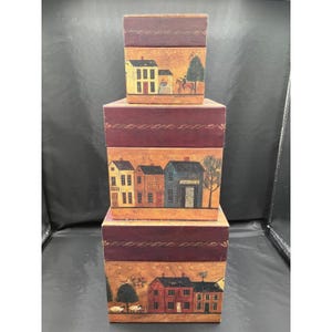 Bob's Boxes Primitive Dorf dekoratives 3er-Set Nistkästen Folk Art Country