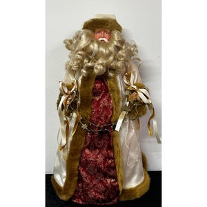 Vtg Kmart Santa Claus Father Christmas Tree Topper Figurine Satin Faux Fur 18"
