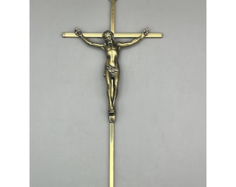 VTG messing muur kruisbeeld INRI Jezus Christus hangend kruis 10 x 5 inch religieus decor