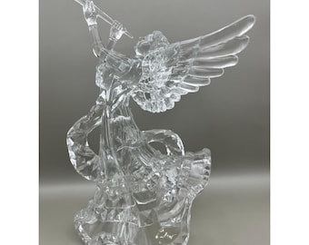 Clear Acrylic Heralding Angel Christmas Tree Topper Figurine 9.5" Trumpet Decor