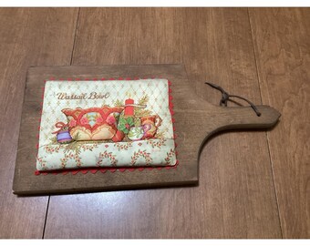 Vintage Schneidebrett Dekor Wassail Schüssel 13 "x 7" Weihnachten Urlaub Dekor wie besehen