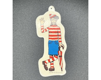 Adorno navideño vintage de plástico de Hardee's de 1991, ¿Dónde está Wally? Wanda