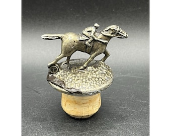 Blanton's Bourbon Whiskey Cork Bottle Stopper 'T' Collector Jockey & Race Horse