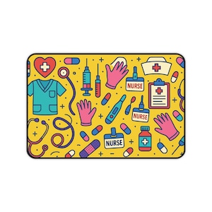 Nurse Appreciation Desk Mat, Nursing Field Desk Blotter, Colorful Nurse Gift, Healthcare Office Decor, Nurse Birthday Present, Nursing