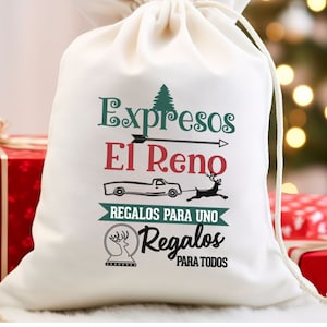Saco de Santa Spaanse kerstsok Latijn, kerstpng, voeg je eigen naam toe, sublimatieontwerpen voor bakken, kerstmanzak, kerstillustraties