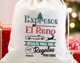 Spanish Santa Sack Sublimation Design: Add Your Name (PNG)