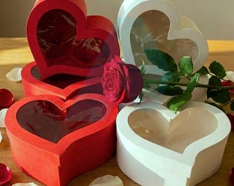 Heart Gift Packaging SVG for Cricut | 3D Window Container | DIY Engagement Template