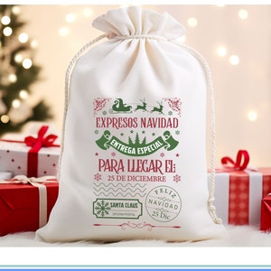 Spanischer Weihnachtsstrumpf Sacos de Santa Latein, Weihnachten Png, fügen Sie Ihren eigenen Namen hinzu, Sublimationsprojekte für Totes, Santa Sack, Weihnachten Clip Art